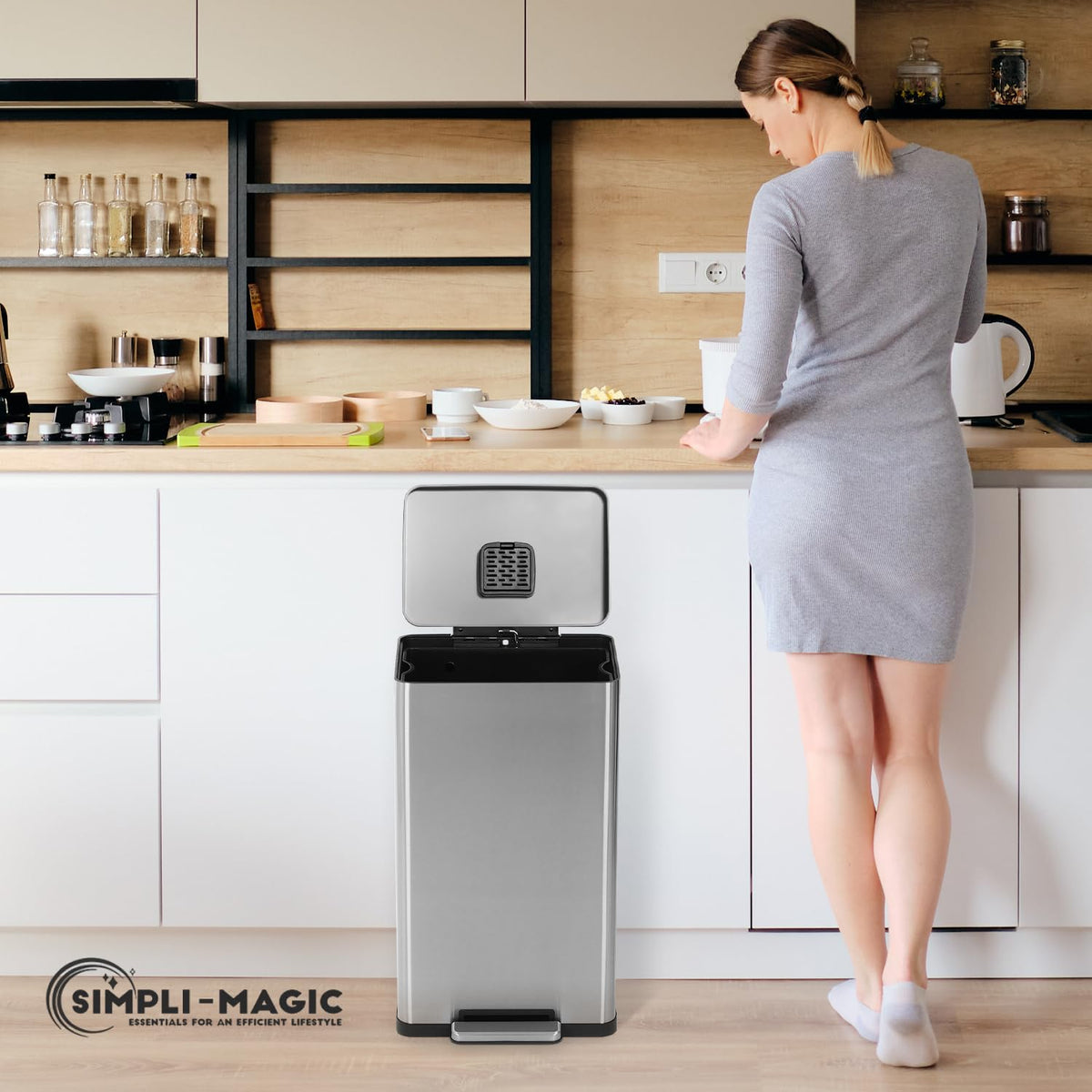 SIMPLI-MAGIC 50L space-saving design fits against walls or cabinets