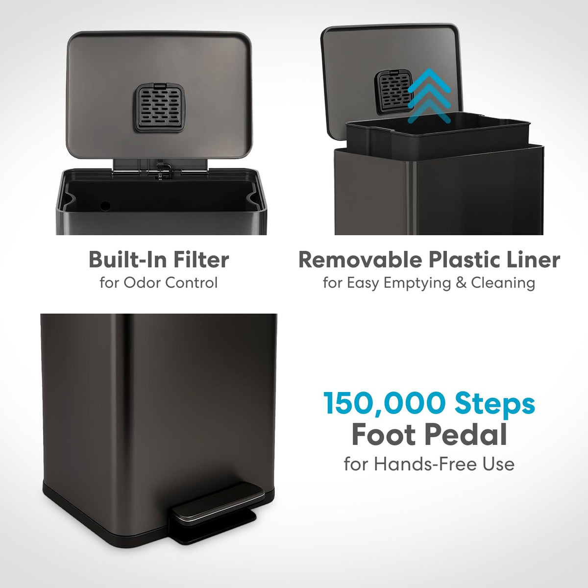 Simpli-Magic brushed stainless steel finish resists fingerprints for easy cleaning.