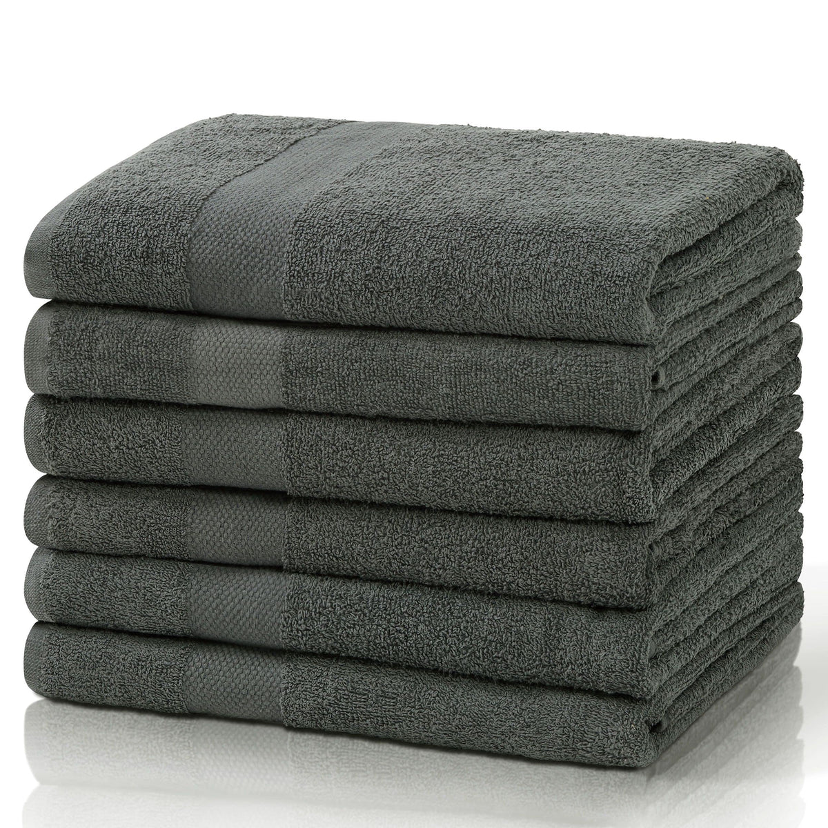 SIMPLI-MAGIC gray towels displayed to show size and color