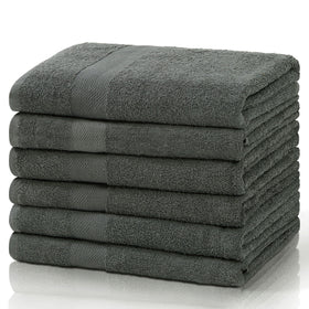 SIMPLI-MAGIC gray towels displayed to show size and color