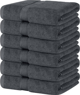 SIMPLI-MAGIC six-pack towels shown together highlighting plush softness