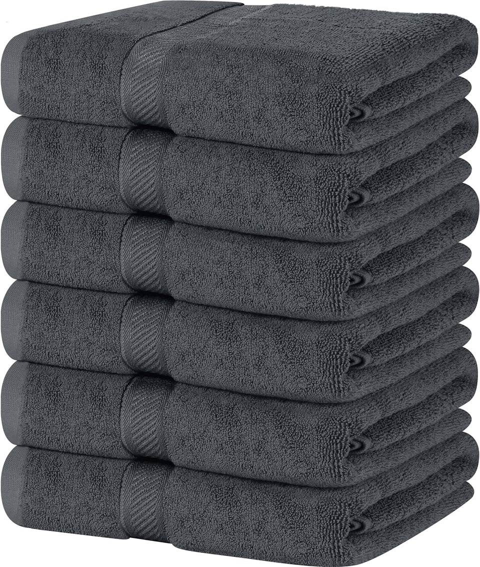 SIMPLI-MAGIC six-pack towels shown together highlighting plush softness