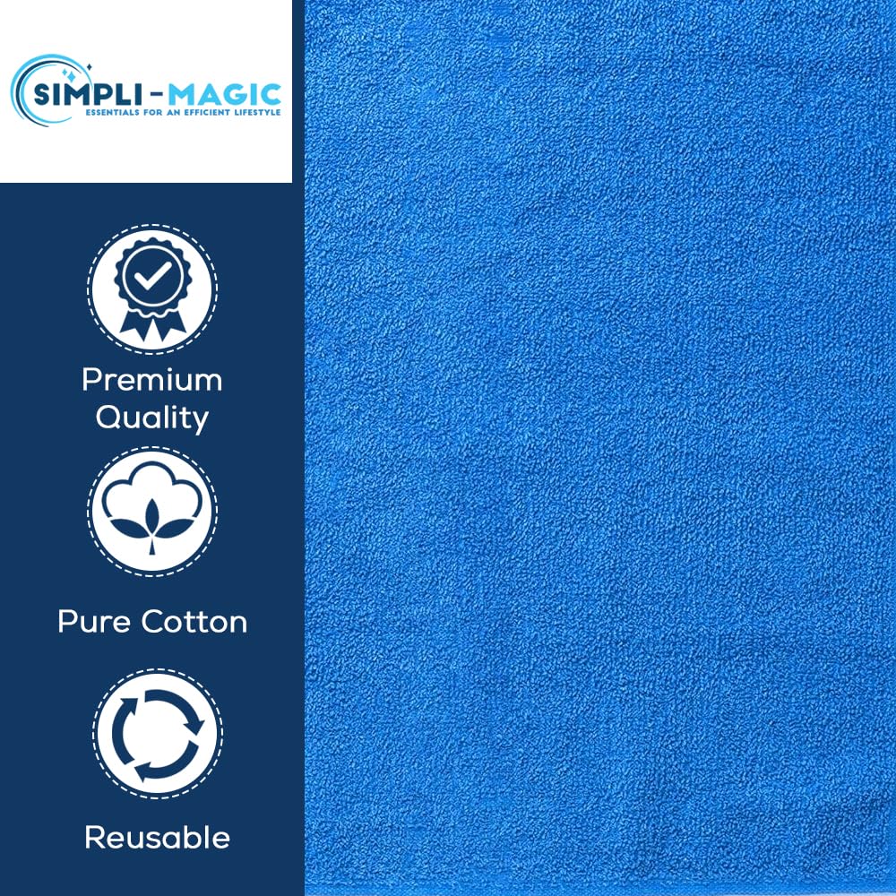 SIMPLI-MAGIC blue towels folded, ready for bathroom or gym bag.