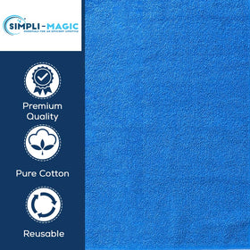 SIMPLI-MAGIC blue towels folded, ready for bathroom or gym bag.