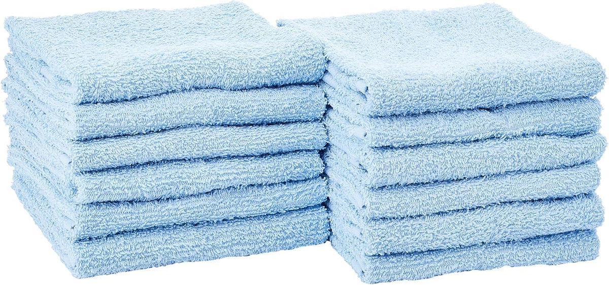 SIMPLI-MAGIC blue cotton hand towel, full view, plush and absorbent for daily use.