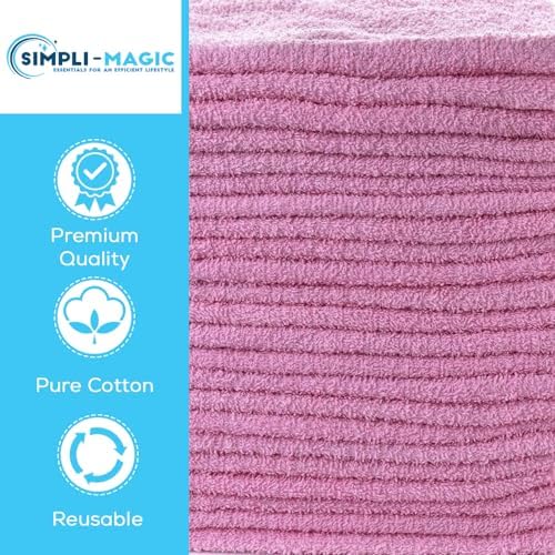 SIMPLI-MAGIC cotton hand towels pink folded, 16x27 inches, ready for storage