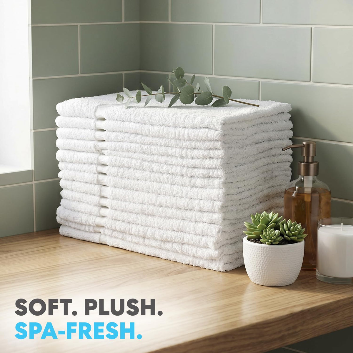 SIMPLI-MAGIC 12-pack cotton hand towels in white for bathrooms and guest spaces