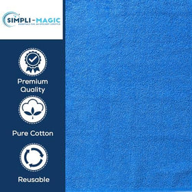 SIMPLI-MAGIC cotton towels in packaging highlight 12-pack value and color variation.