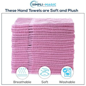 SIMPLI-MAGIC pink hand towels on bathroom shelf for guests and daily use