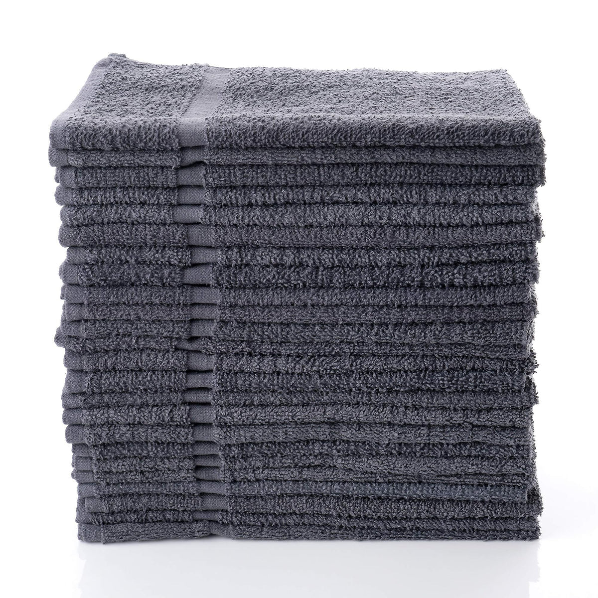 Simpli-Magic cotton hand towels rolled on a bath shelf for quick drying.