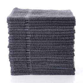 Simpli-Magic cotton hand towels rolled on a bath shelf for quick drying.