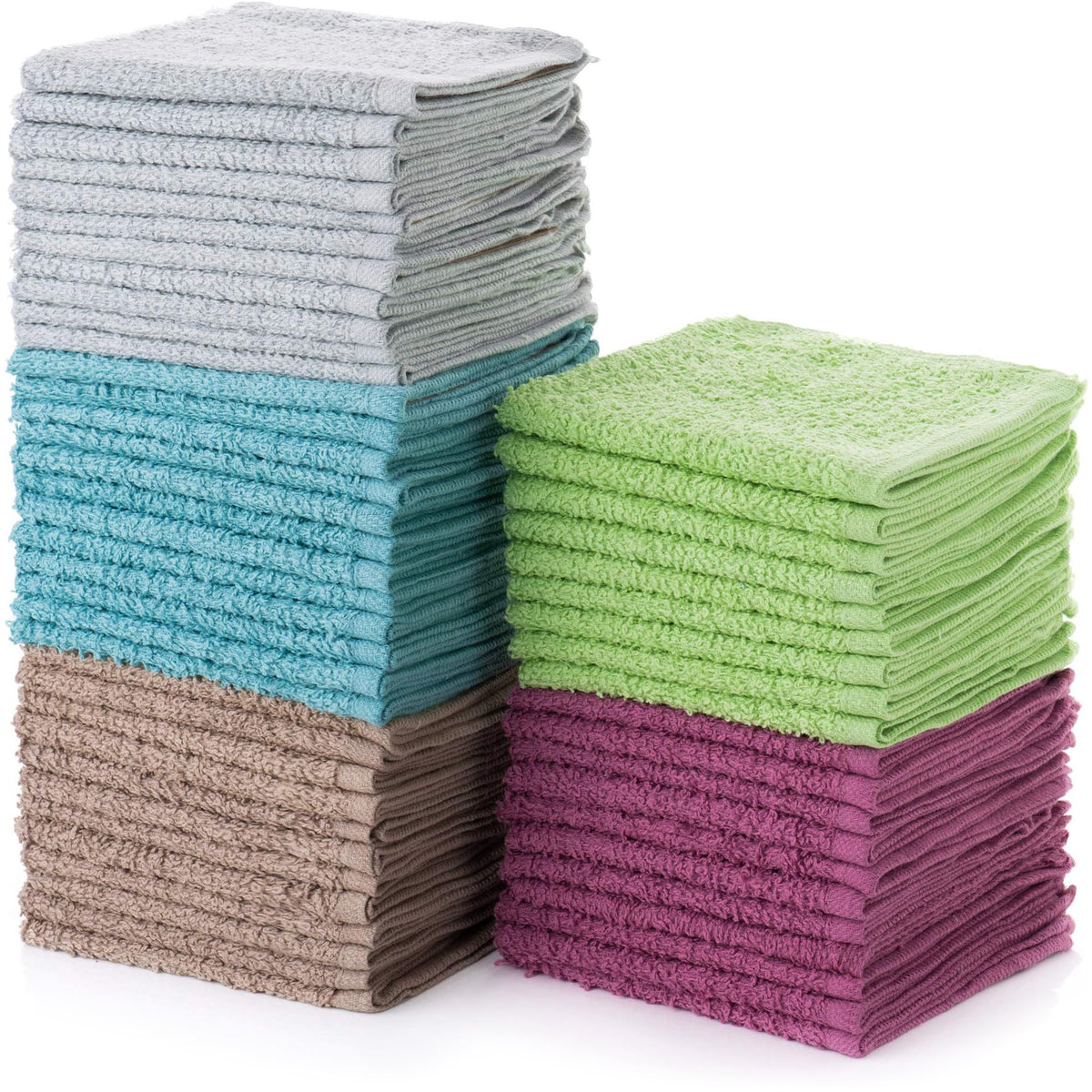 SIMPLI-MAGIC cotton wash cloths 12x12 pack in multiple colors for gentle facial cleansing.