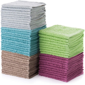 SIMPLI-MAGIC cotton wash cloths 12x12 pack in multiple colors for gentle facial cleansing.