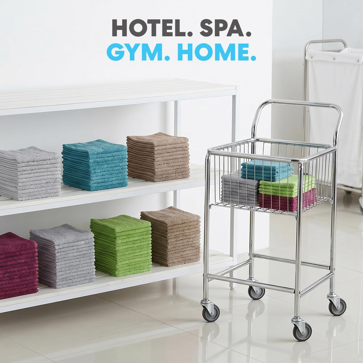 SIMPLI-MAGIC five-color set helps color-code towels for different tasks.