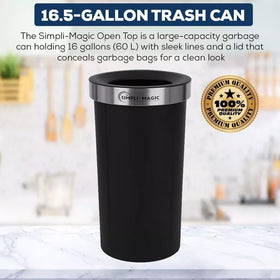 SIMPLI-MAGIC trash can with non-skid base for stable placement.