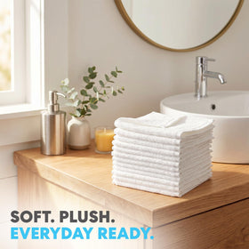 SIMPLI-MAGIC Washcloths with plush fabric for gentle facial cleansing.