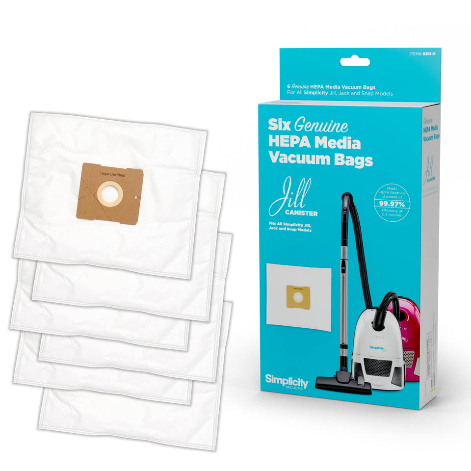 Simplicity SZH-6 Type Z bags with HEPA media for cleaner air and dust containment.