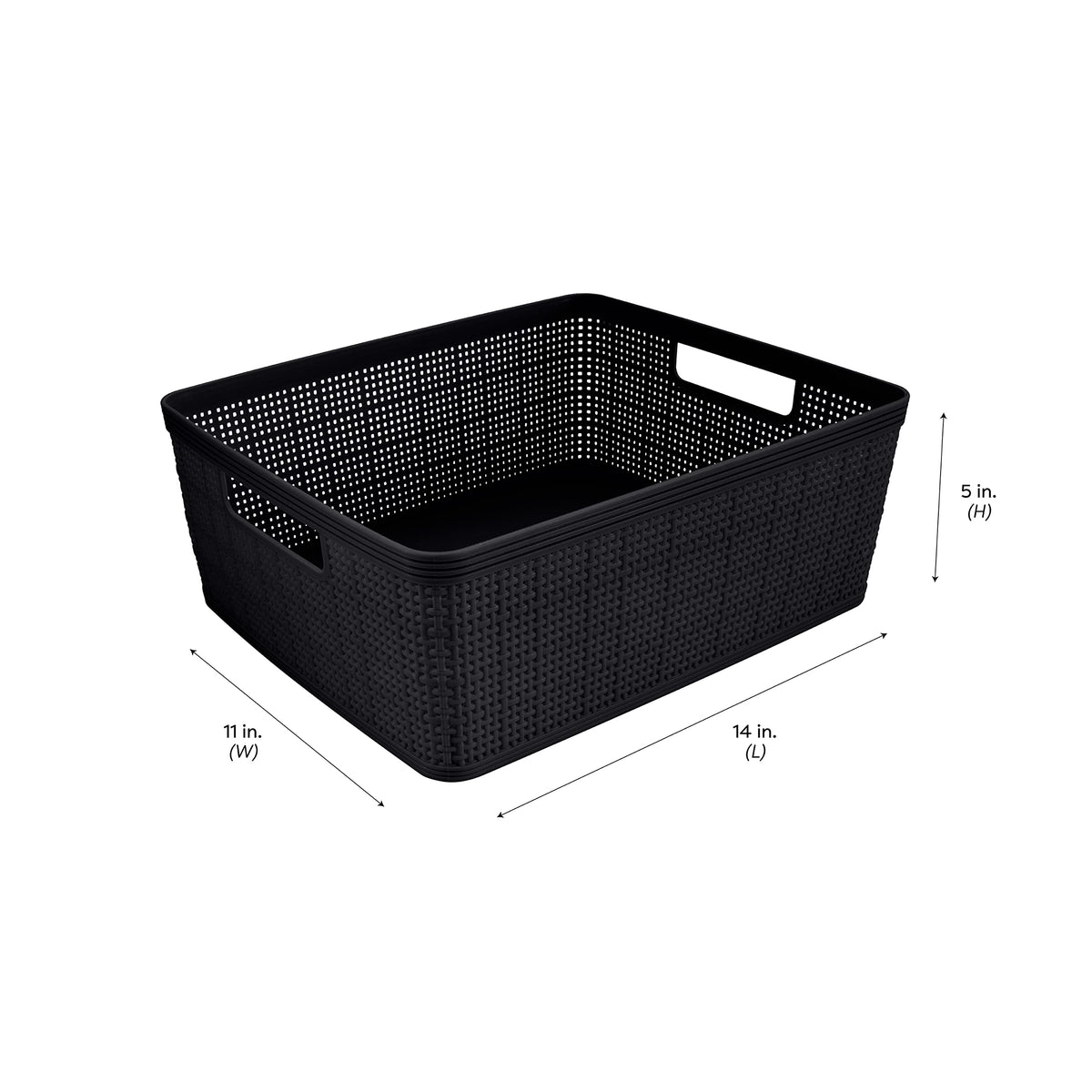 Simplify large rectangular basket keeps magazines towels or tools within easy reach.