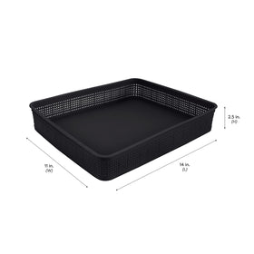 Simplify large rectangular tray provides a shallow catch for jewelry or office supplies.