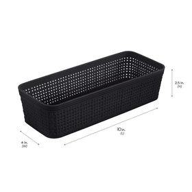 Simplify 10-piece organizing set nestable bins save space when stored.
