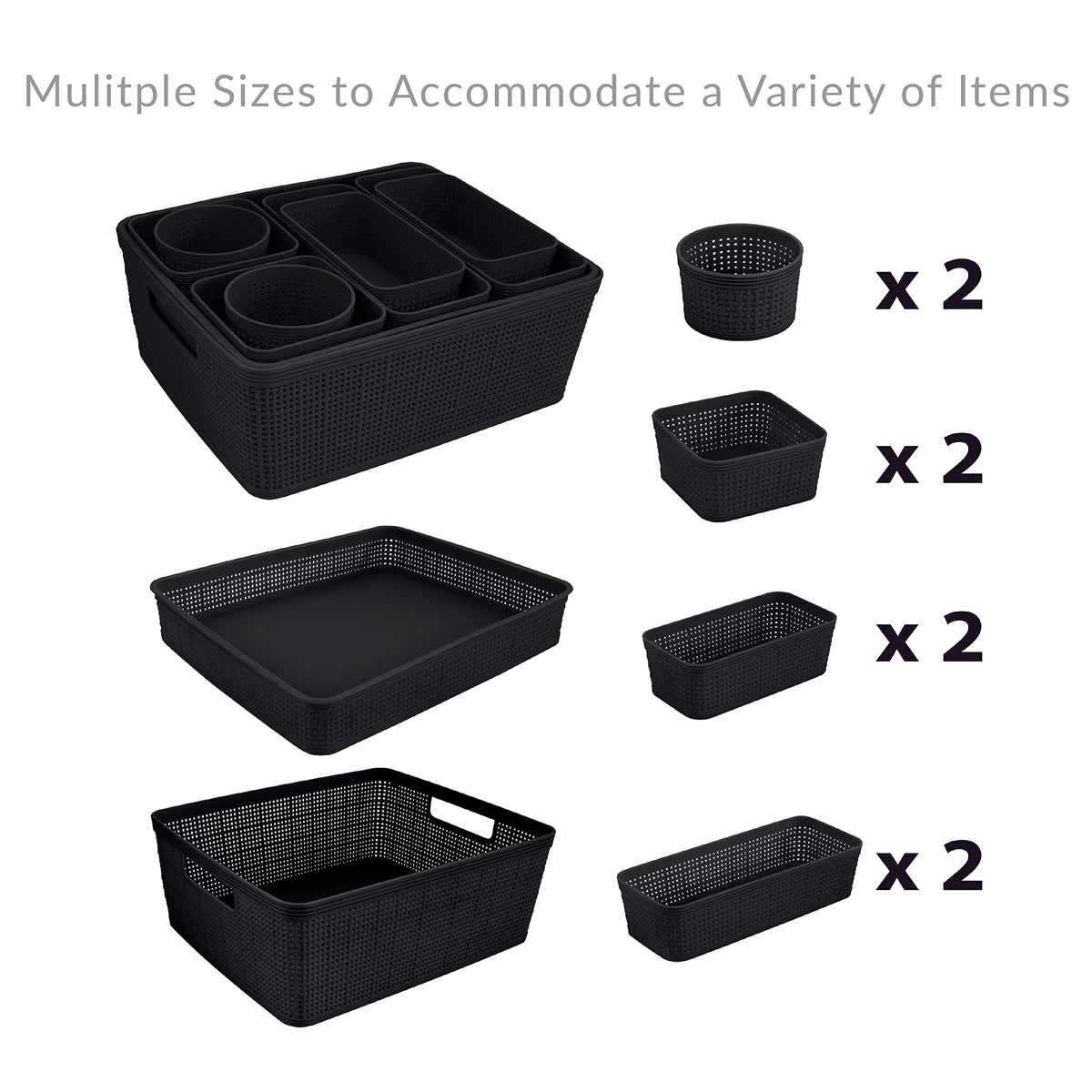 Simplify 10-piece organizing set rectangular baskets help organize utensils or accessories.