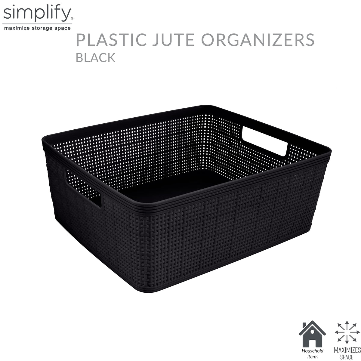 Simplify 10-piece organizing set square baskets keep desktop tidy for office supplies.