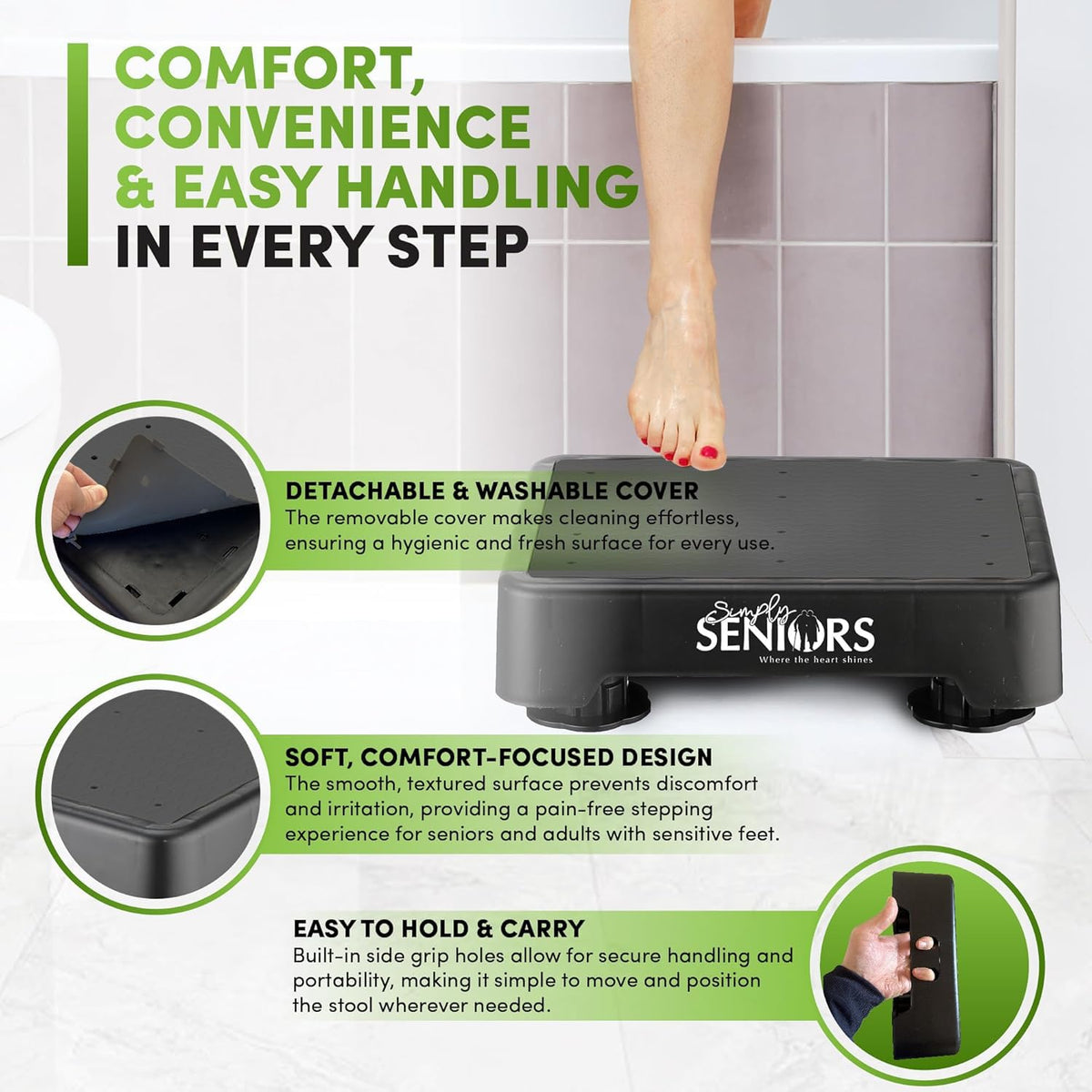 Simply Seniors bed steps use with adjustable height for high beds
