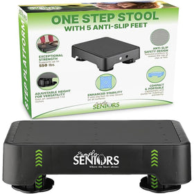 Simply Seniors small step stool black side view enables safe reaching