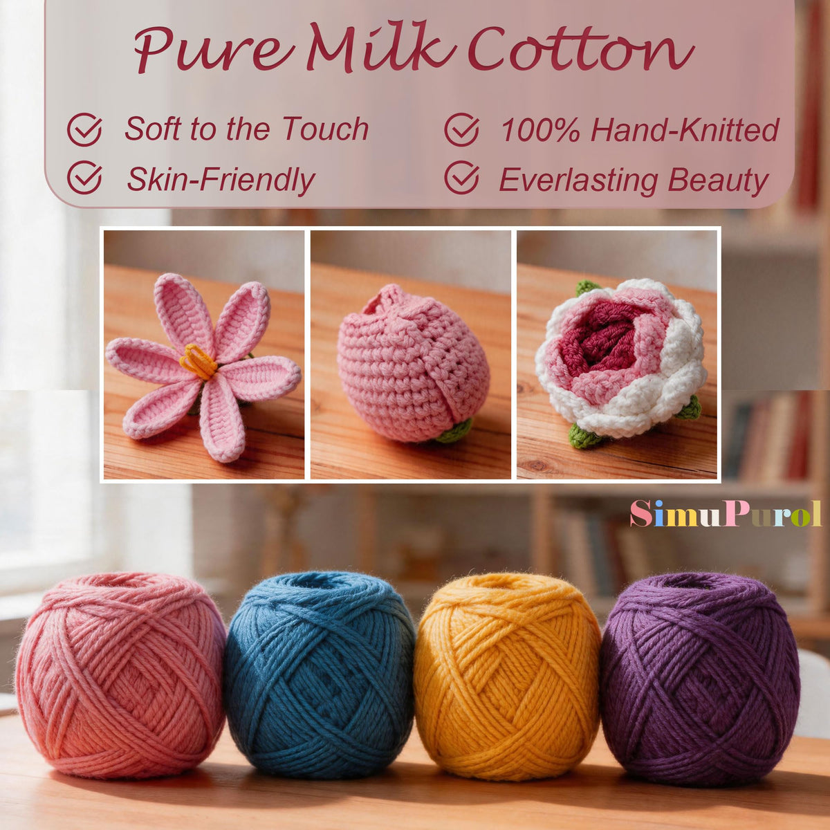 SimuPurol red puff flower provides bold color accents