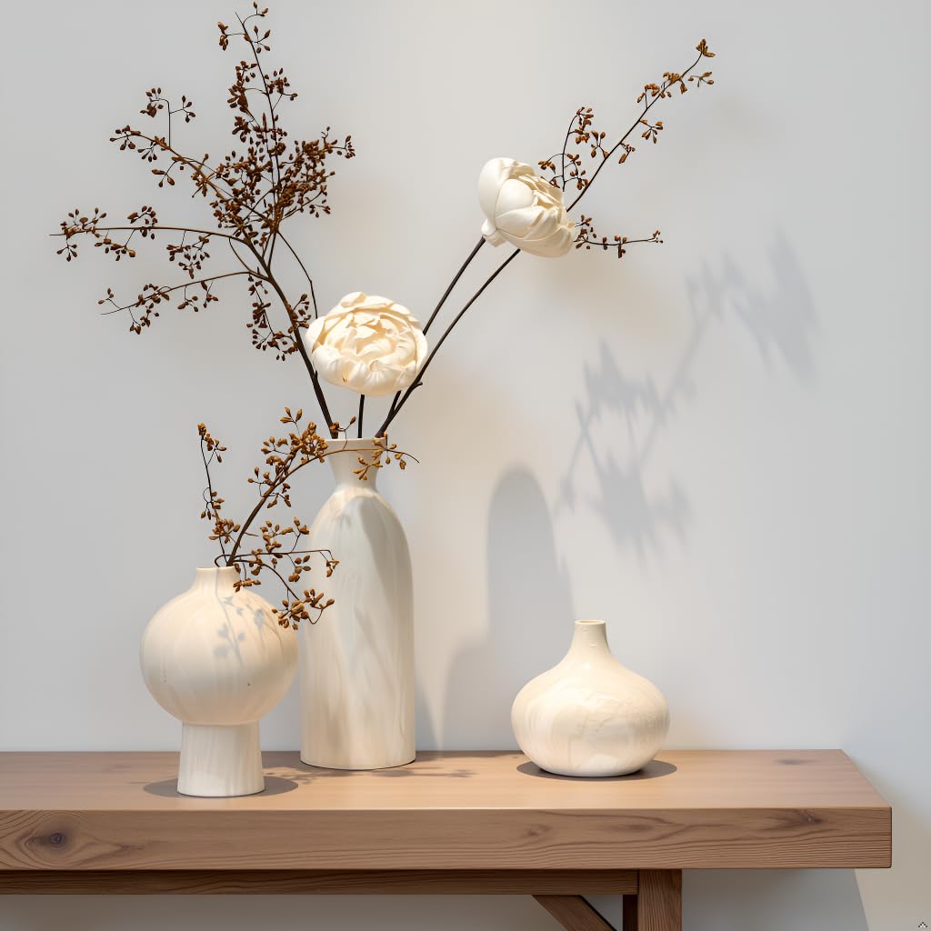 SincereLuxe vase set on a shelf with ivory textured round detail for neutral decor.