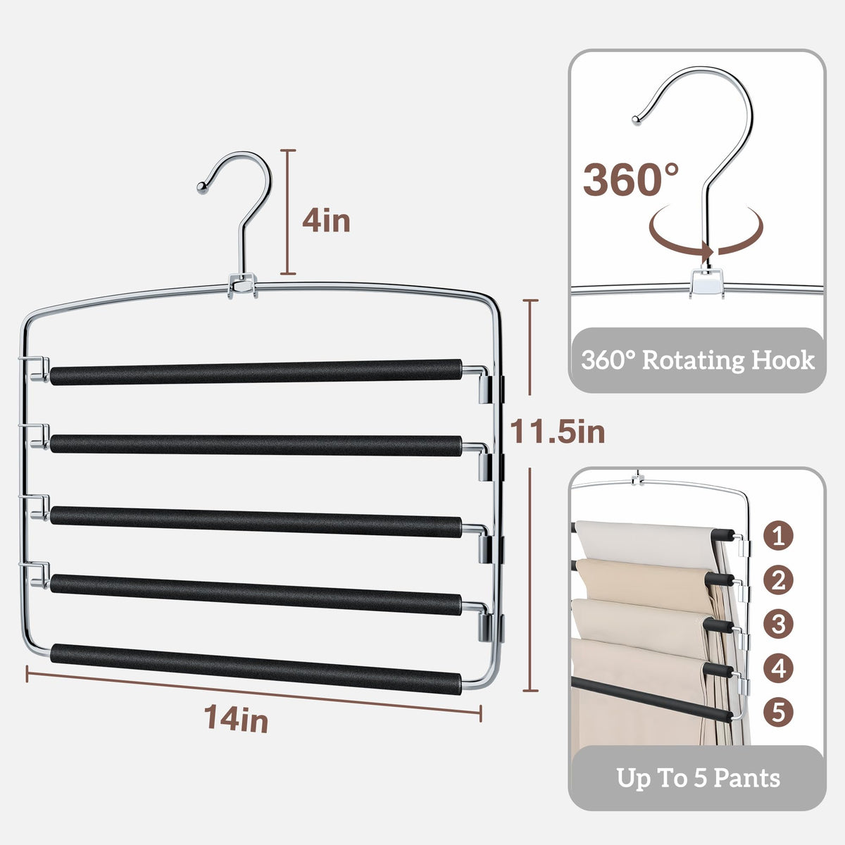Sindax ball-end hook protects garment edges from snagging.