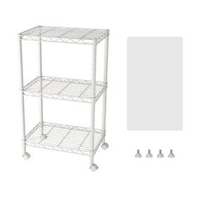 SINGAYE 3-shelf wire shelving unit in white for kitchen and pantry organization.