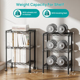 SINGAYE 3 small shelves adjustable heights for versatile storage setups.