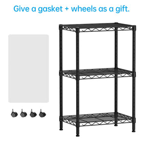 SINGAYE 3 small shelves side profile demonstrates adjustable spacing for pantry storage.