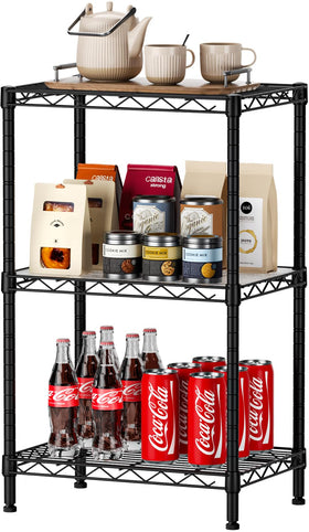 SINGAYE 3 small shelves front view shows wire mesh for kitchen organization.