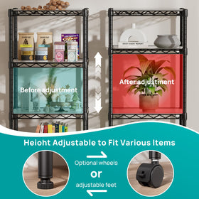SINGAYE 4-shelf adjustable shelves adapt to tall bottles and varied items.
