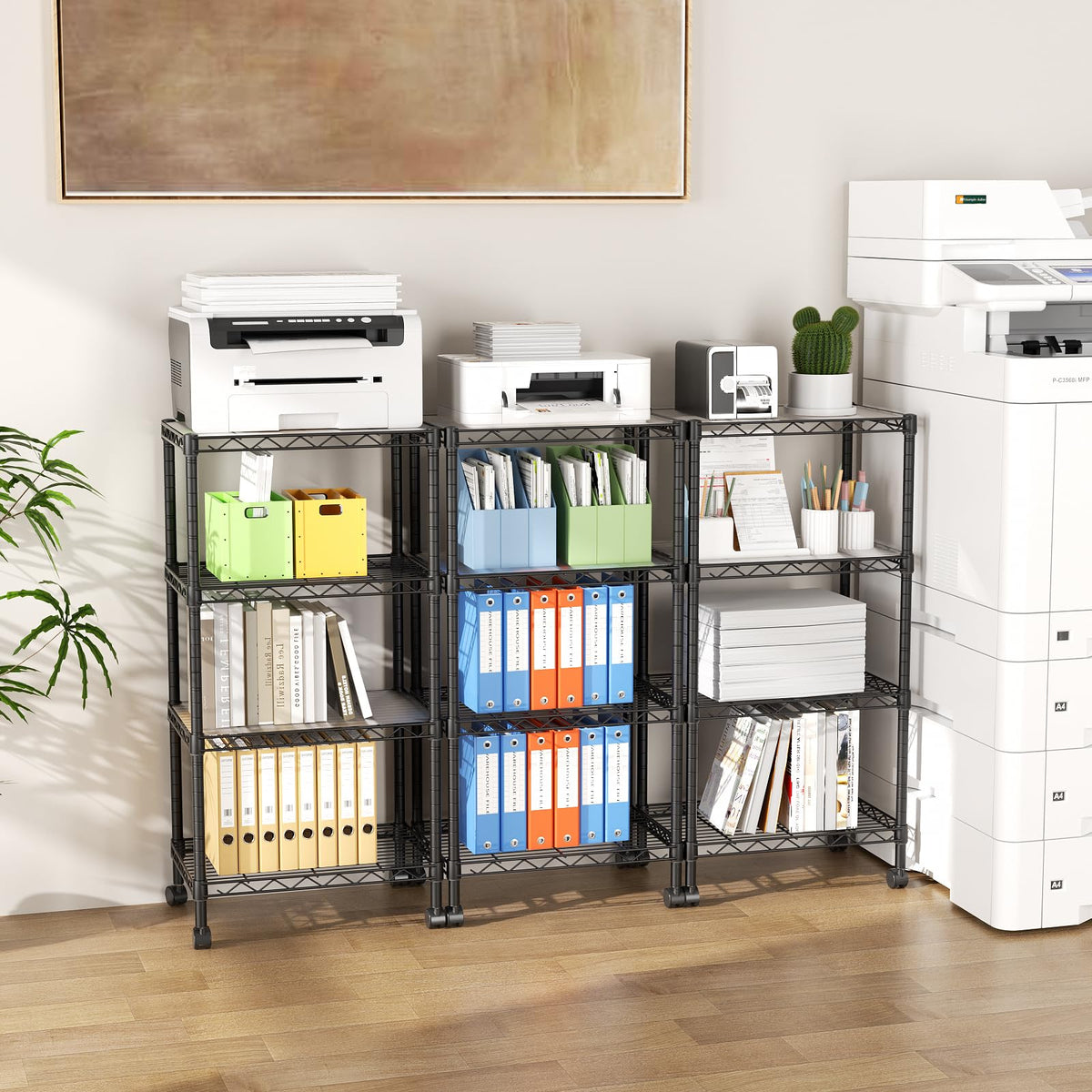 SINGAYE 4-shelf shelving unit adjustable shelves close-up for flexible spacing