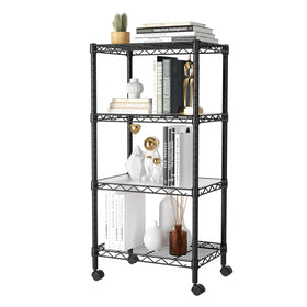 SINGAYE 4-shelf shelving unit wheels enable easy relocation