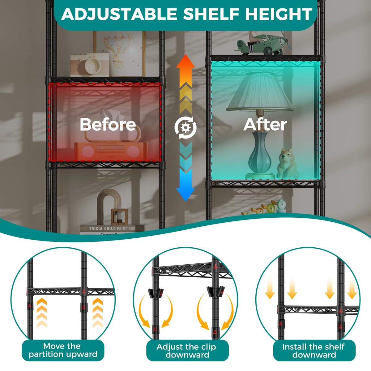 SINGAYE laundry room shelf with wheels provides easy movement