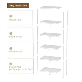 SINGAYE 6-shelf storage shelf with ground-leveling feet for stable placement on uneven floors