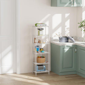 SINGAYE 6-shelf storage shelf in kitchen storage setup for organized prep and storage