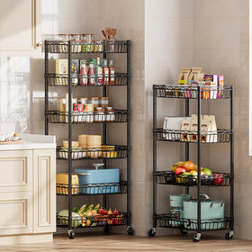 SINGAYE 6-tier shelf black finish complements modern spaces.