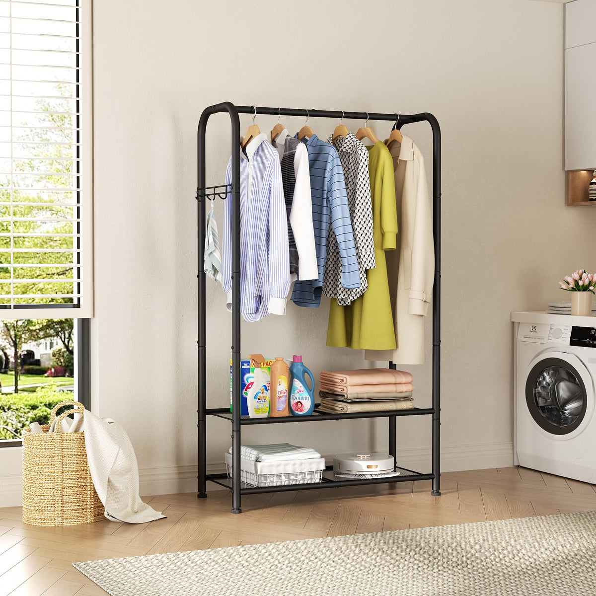 SINGAYE 72-inch height pole maximizes hanging space without clutter