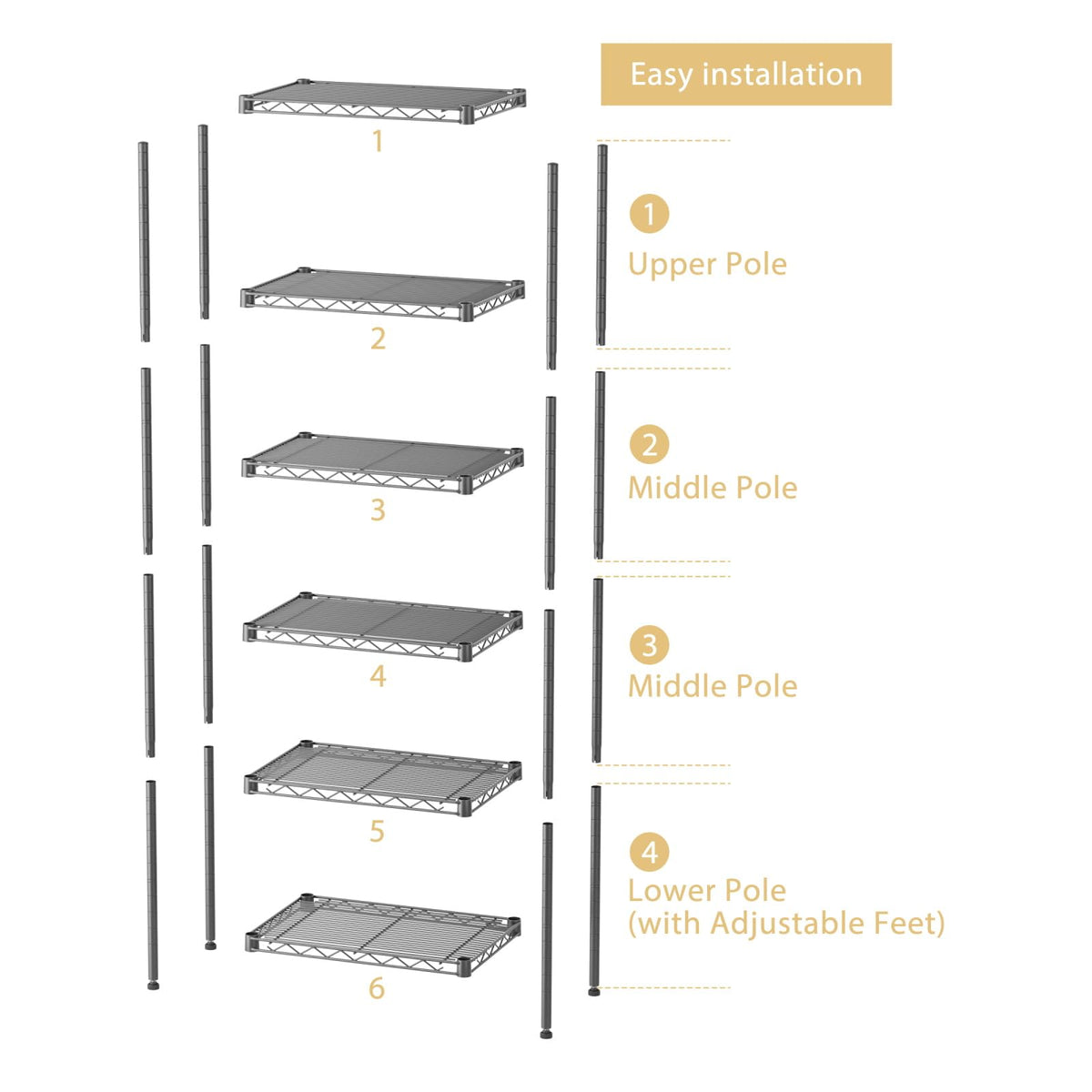 SINGAYE adjustable shelf height adapts to different items.