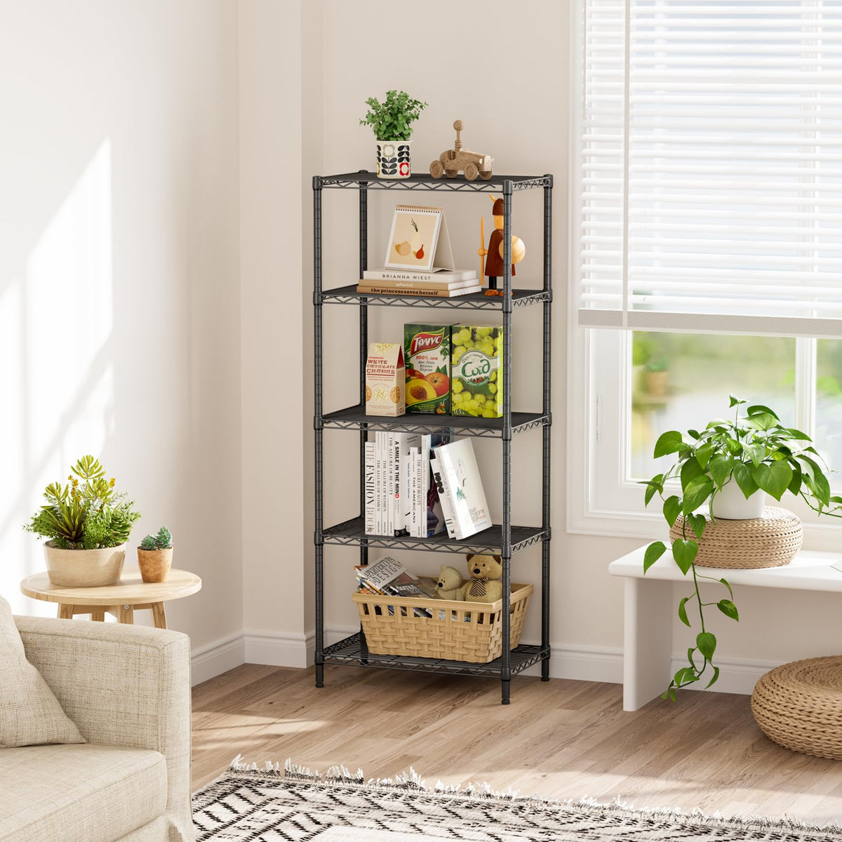 SINGAYE adjustable shelves provide flexible storage height to fit varying items.