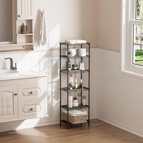SINGAYE black finish shelving adds a sleek look and rust resistance.