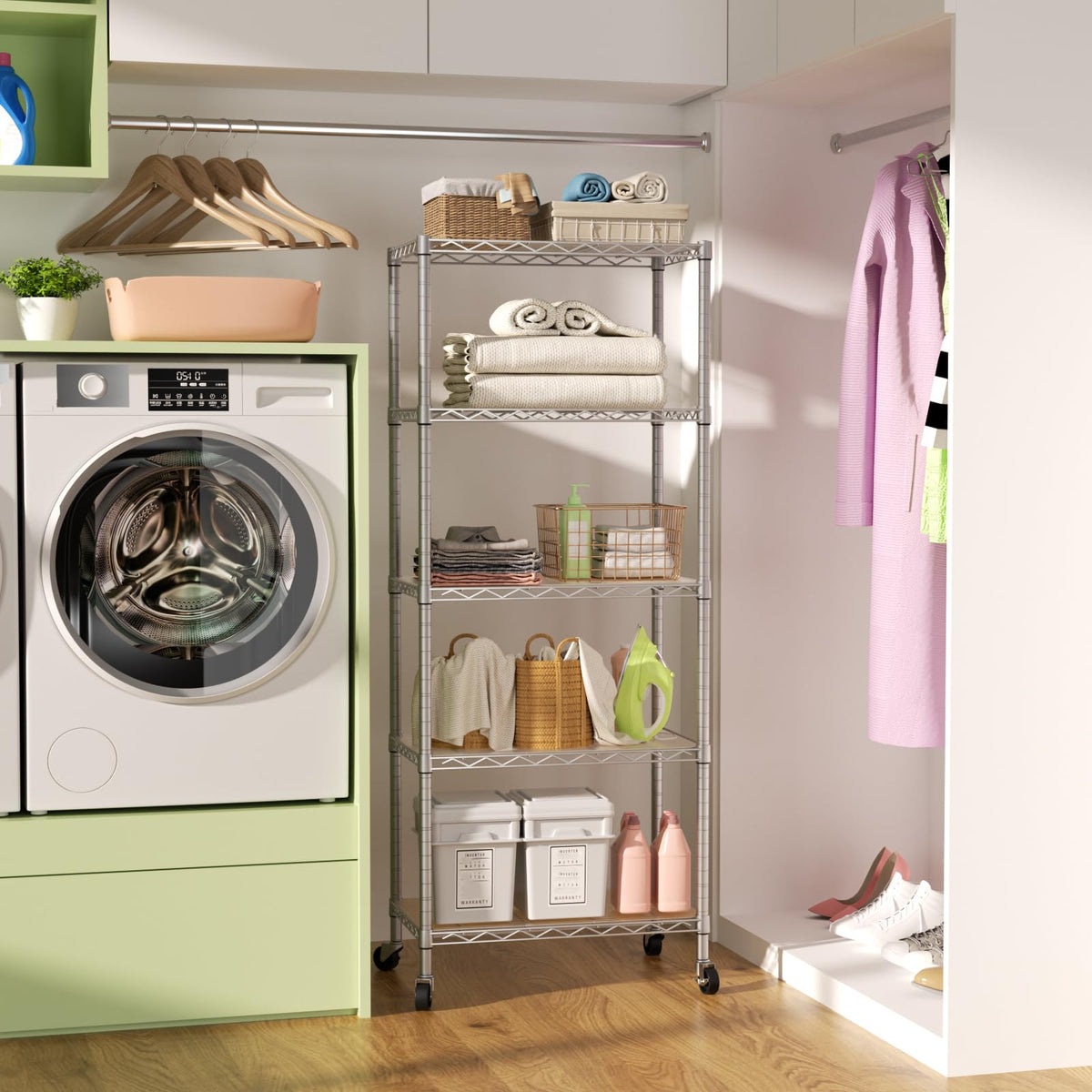 SINGAYE closet and bathroom organizer with rustproof coating for durability.