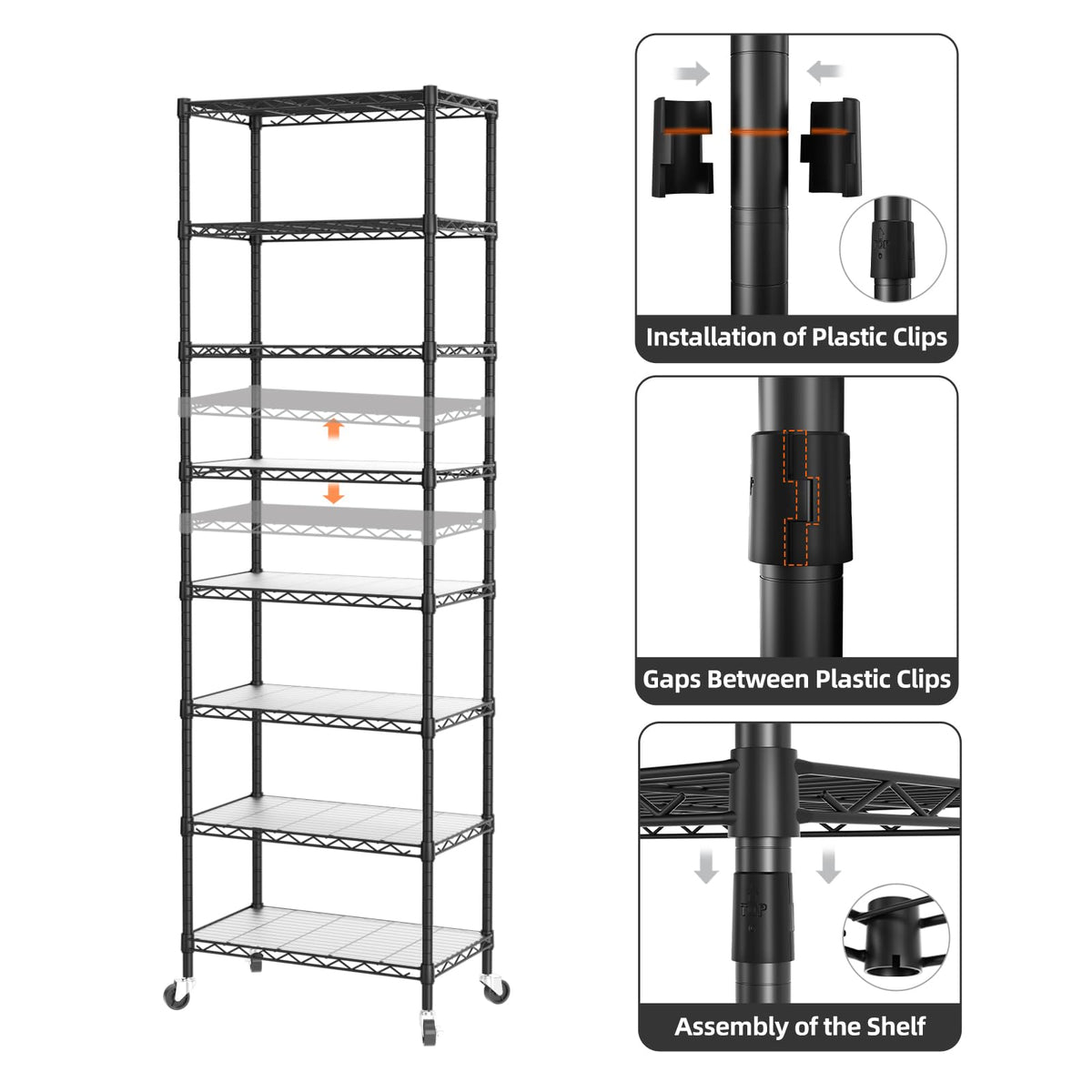 SINGAYE closet shelf maximizes vertical space for folded clothes and accessories.