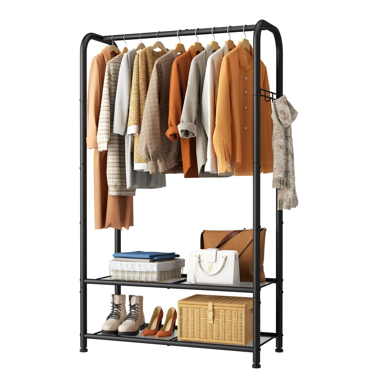 SINGAYE clothing rack front view showing sturdy frame for reliable storage