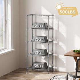 Carbon steel frame provides durable shelving for busy spaces